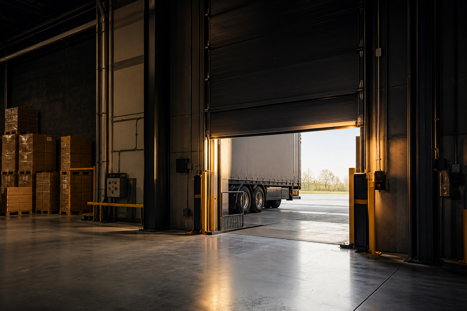 Warehouse loading dock bay for material handling applications